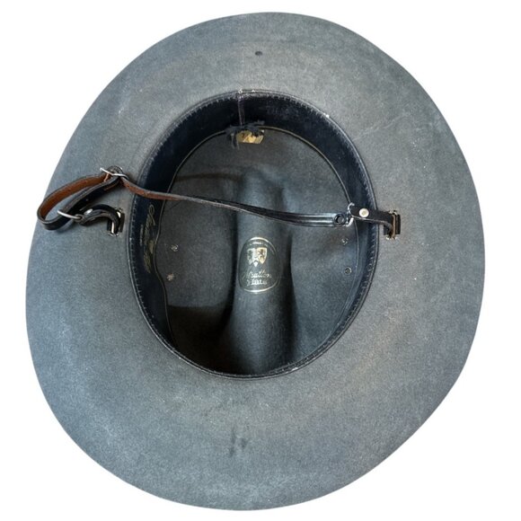 Stratton Sheriff Style FELT Hat Brim Oval Gray Sz 7 1/4 Self Forming USA - Picture 5 of 9